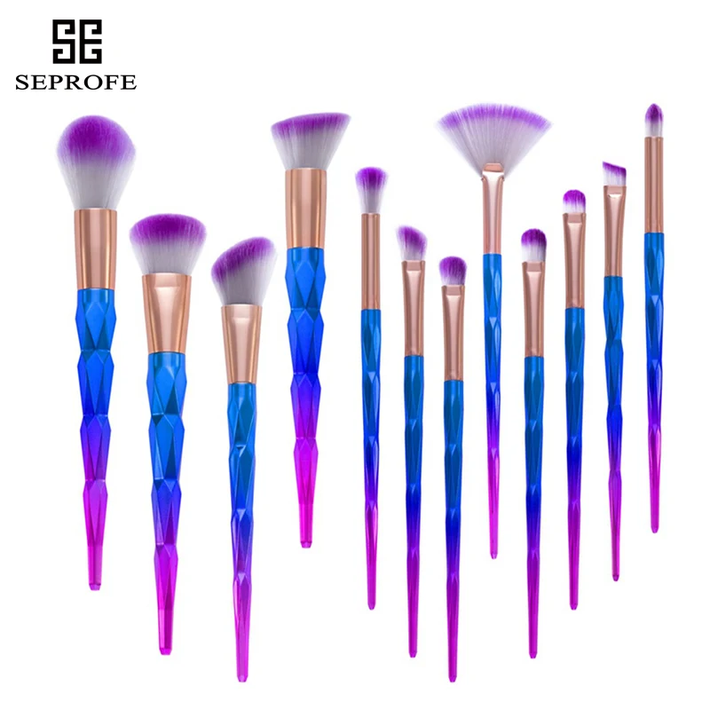 

12 pcs Makeup Brushes Set Diamond Gradient Handle eyeshadow brush brochas maquillaje Blush Powder Foundation Cosmetics Kit