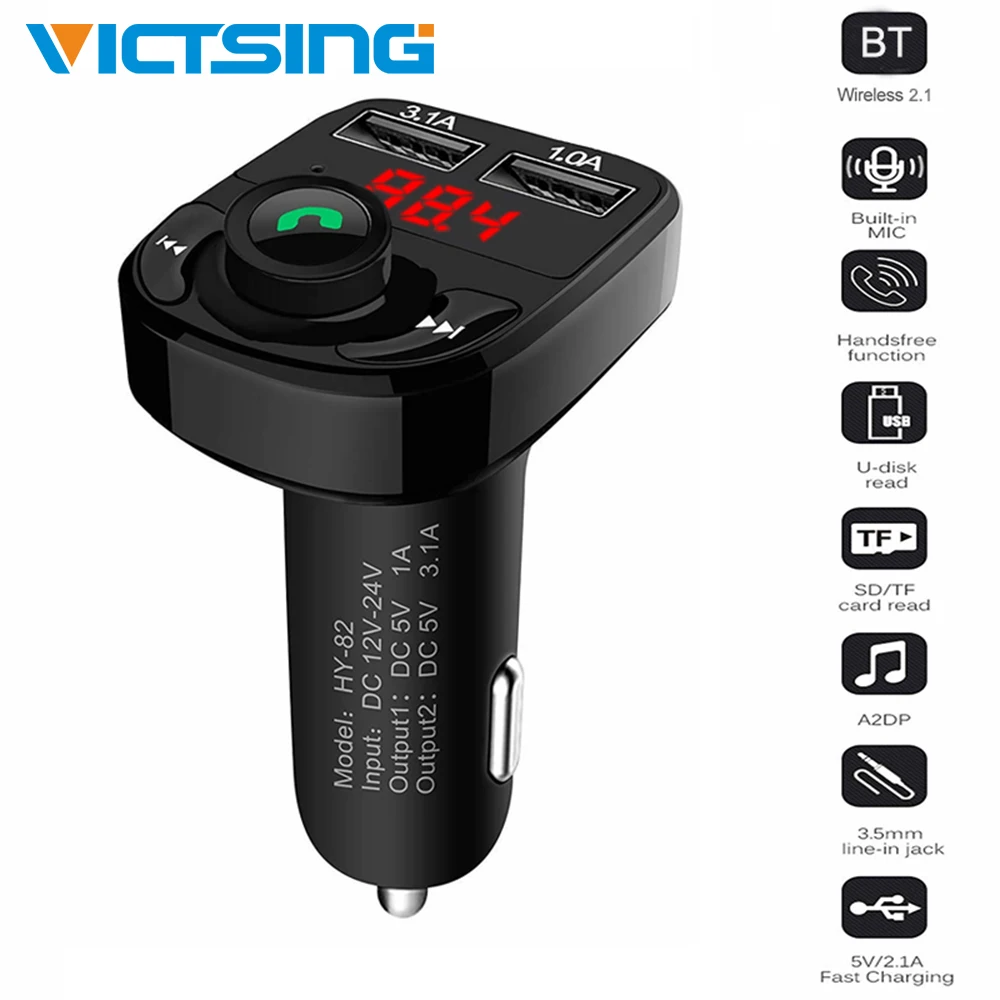 VicTsing FM передатчик автомобильный Bluetooth комплект MP3 плеер Радио адаптер с двойным USB