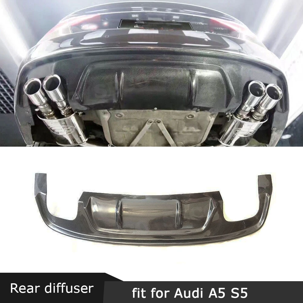 

for Audi A5 Sline S5 2013-2016 Rear Lip Diffuser Carbon Fiber / FRP Fins Shark Style Diffuser Back Bumper Mudguard plate fender