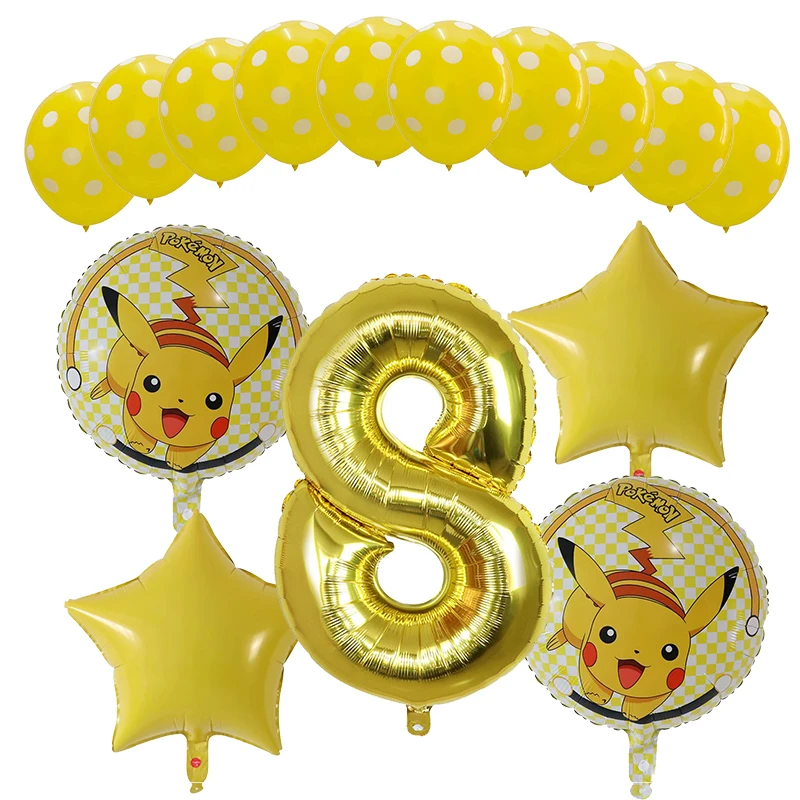 15 шт./партия, 30 дюймов, воздушный шар с изображением покемона Пикачу, воздушные шары из фольги 1, 2, 3, 4, 5, 6, 7, 8st, детские игрушки для дня рождения, украшения - Цвет: Лиловый