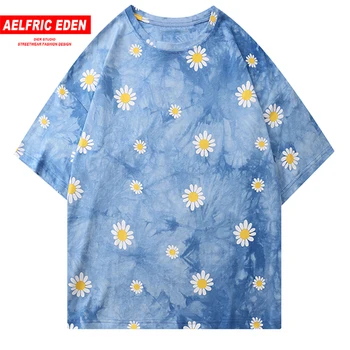 

Aelfric Eden Chrysanthemum Print Hip Hop Streetwear T Shirt Men Summer Oversized Loose Casual Short Sleeve Shirt Cotton Tops Tee