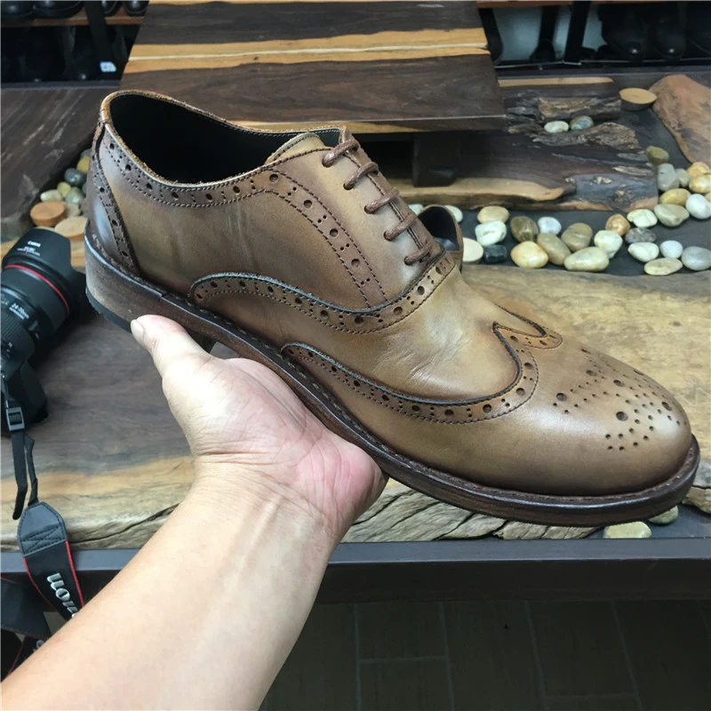vintage brogue handmade leather shoes
