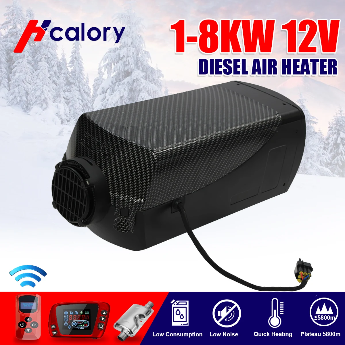 Hcalory обогревателя автомобиля 12V 8000 W; Американская Спортивная куртка; дизелей подогреватель для грузовых автомобилей Мотор-домов лодки автобуса+ ЖК-дисплей монитор переключатель+ пульт дистанционного управления Управление