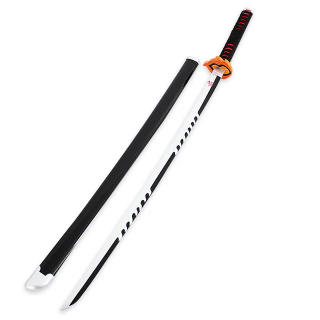 104cm Demon Slayer Sword Cos Agatsuma Zenitsu Hashibira Inosuke Nichirin Blade Wooden Sword Anime Weapon Model Toys For Children 6