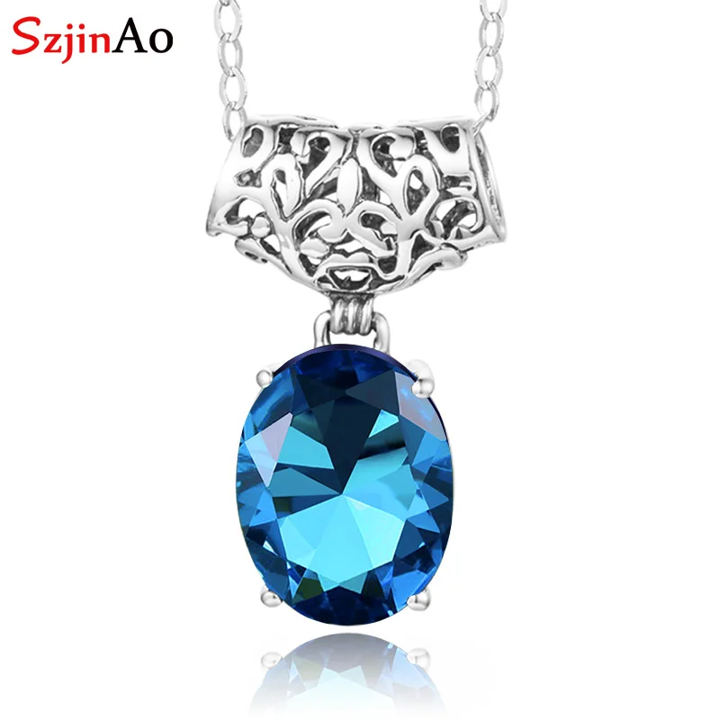 

SzjinAo Wholesale Solid 925 sterling silver Oval Peridot Pendant For Women August Birthstone Fashion Jewelry Anniversary Gift