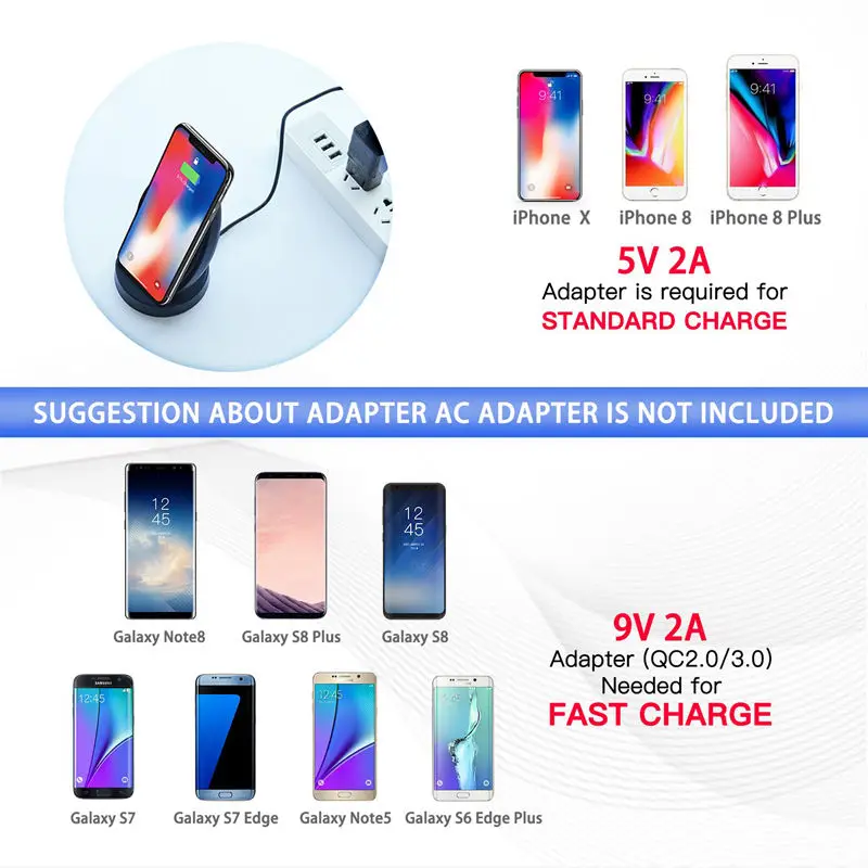 FFYY-Fast Wireless Charger, Wireless Charging Stand With Cooling Fan For Iphone Xr/Xs Max/Xs/X / 8/8 Plus, For Galaxy S9/S9+/S