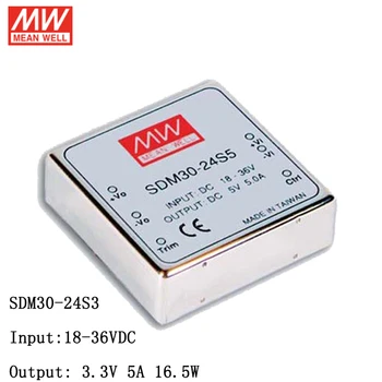 

MEAN WELL SDM30-24S3 DC-DC Regulated Single Output Converter 18-36V DC to 3.3V DC 5A 16.5W Module type Switching Power Supply