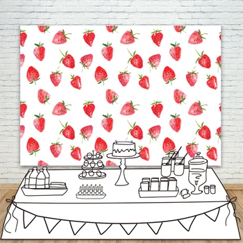 

Newborn Baby Photography Backdrops White Background Red Strawberry Backdrop for Kids Birthday Party Photographic Studio Props
