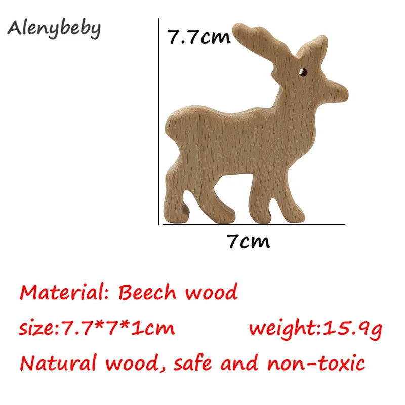 50pcs DIY Baby Teether Toys Organic Natural Beech Wooden Hand Cut Toy Baby Wooden Teether Gift Wooden Personalized Pendent