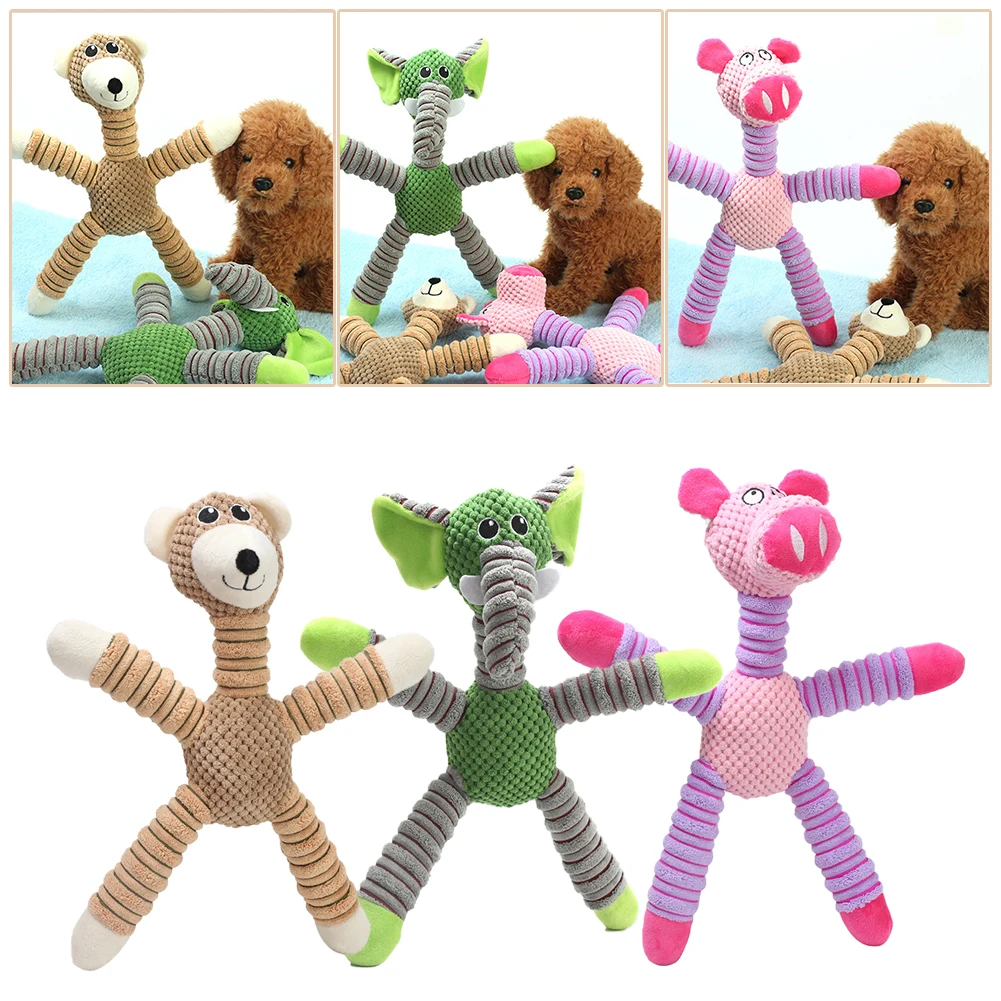 Cute Dog Toys Plush Pet Squeaky Chew Toy For Golden Retriever Large Dogs Funny Pig Elephant Monkey Pets Interactive Training | Дом и сад