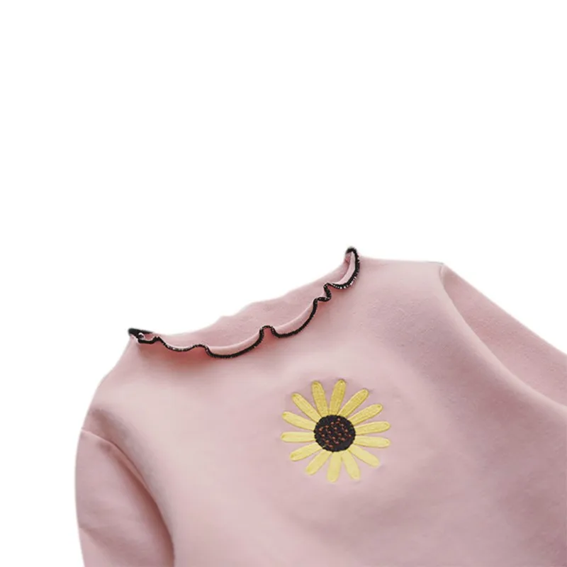 Toddler Kids Blouse Baby Girl Cozy Tops Cotton Soft Long Sleeve Floral White Shirt Children Basic Bottoming Blouse Clothes 3-8T