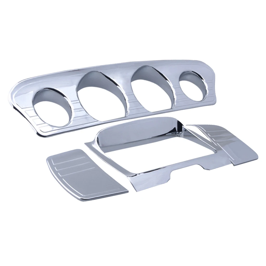 Chrome Tri Line Gauge Stereo Accent Trim Cover for Harley Touring FLHT Ultra 2014-2018