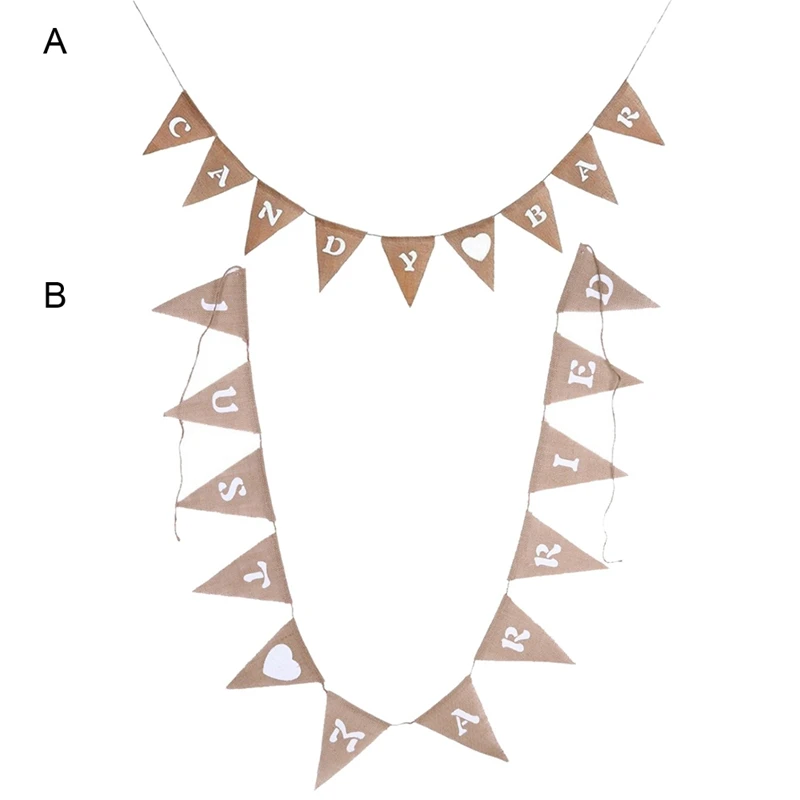 Индивидуальные вечерние баннеры-флаги из мешковины с буквами для конфет-бара, свадебные украшения для детского душа