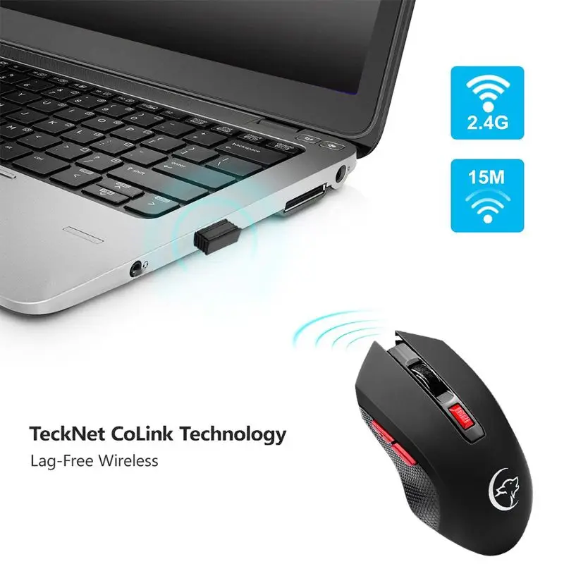 2.4G Wireless Optical Gaming Mouse 2400DPI 6 Buttons Mice w/ USB Receiver for PC