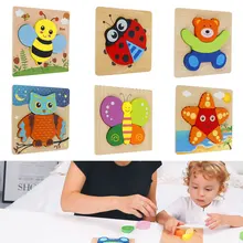 

6 Pcs Puzzles Educational Wooden Animal 3D Puzzle Jigsaw Early Educational Puzzles For Toddlers Kids 3 Years Old Boys Girls