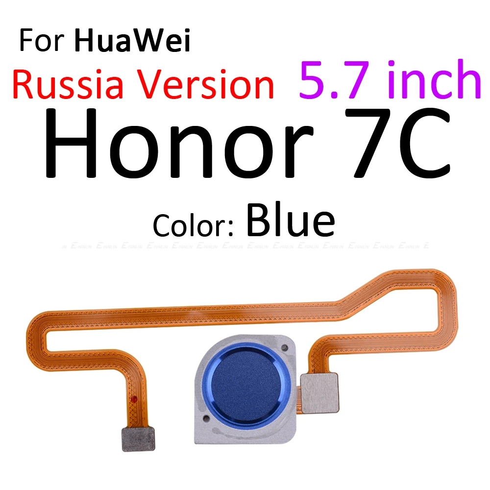 Сенсорный ID сканер отпечатков пальцев разъем гибкий кабель для HuaWei Honor Play 7X 7C 7A Pro Кнопка возврата дома ключ Замена части - Цвет: For Honor7C 5.7 Blue