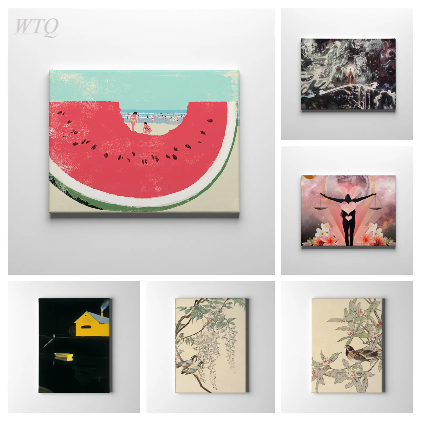 

Anime Posters Beach and Watermelon Canvas Painting Posters and Prints Wall Decor Posters Wall Art Picture Decoration Home Decor
