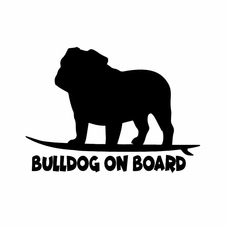 

15X11CM Bulldog on Board Funny English Dog Breed Decal KK Vinyl Car Sticker Car Accessories for Car Truck Window Black/Silver