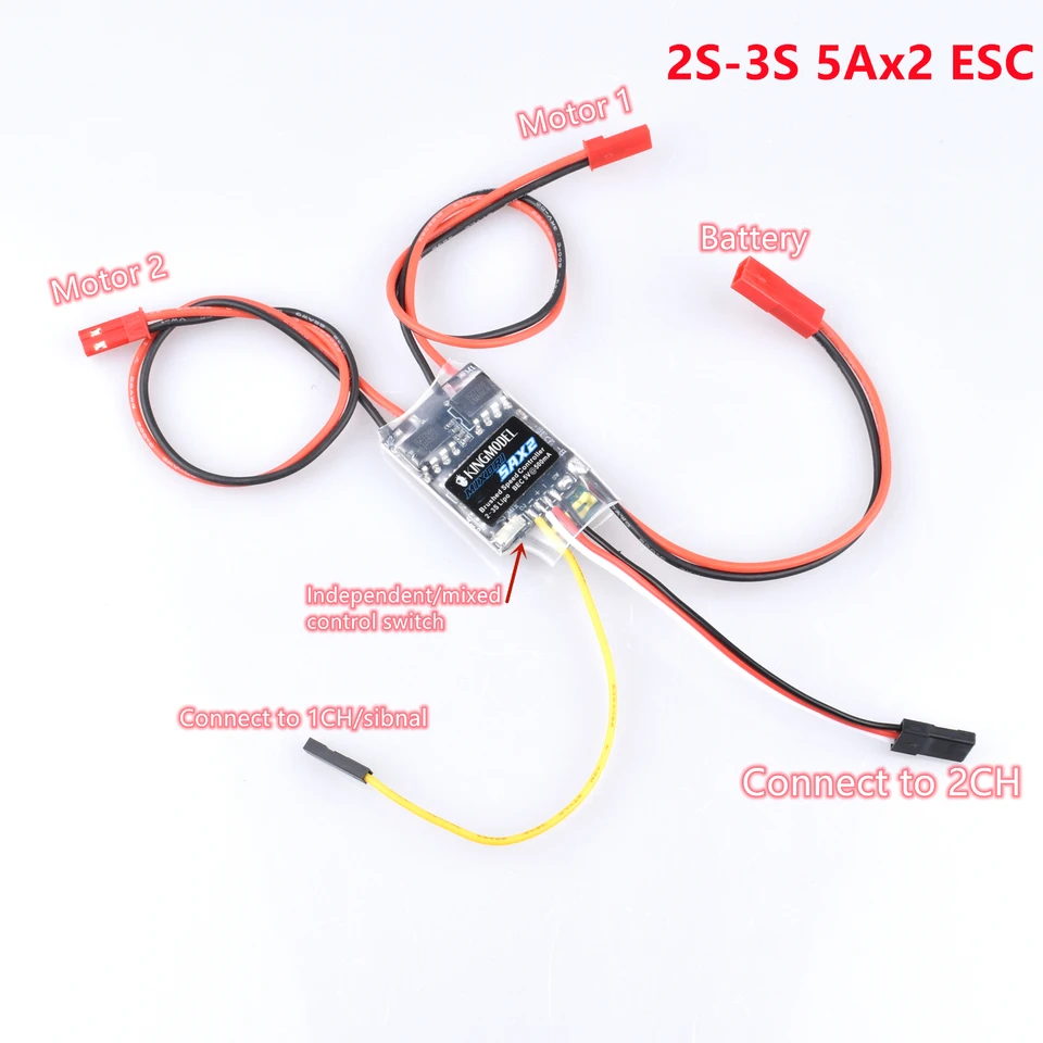 Dual Way Bidirektional 5A Brushed ESC 2S-3S Lipo ESC Geschwindigkeitsregler für RC Modell Bootstank 130 180 Brushed Motor Ersatzteile Dual Way Bidirektional 5A Brushed ESC 2S-3S Lipo ESC Geschwindigkeitsregler für RC Modell Bootstank 130 180 Brushed Motor Ersatzteile
