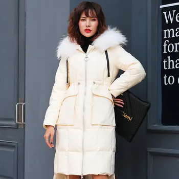

BG 2019 new winter duck down coat women down jacket big pockets real fur hooded loose oversize J90141310D