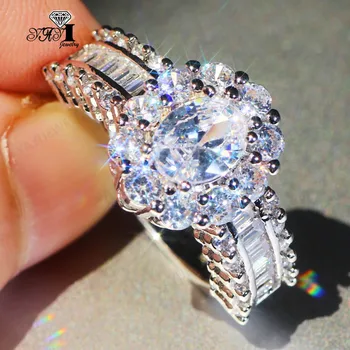 

YaYI Jewelry Princess Cut 5.3CT White Zircon Silver Filled Engagement Rings wedding Heart Rings Valentine's Day Girls ring 1148