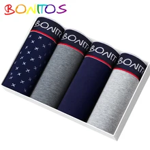 BONITOS Boxer 4pcs/pack Underpants Men Underwear Soft Cotton Calvin Boxer Shorts Sexy under wear Men Panties Calecon Homme Gay