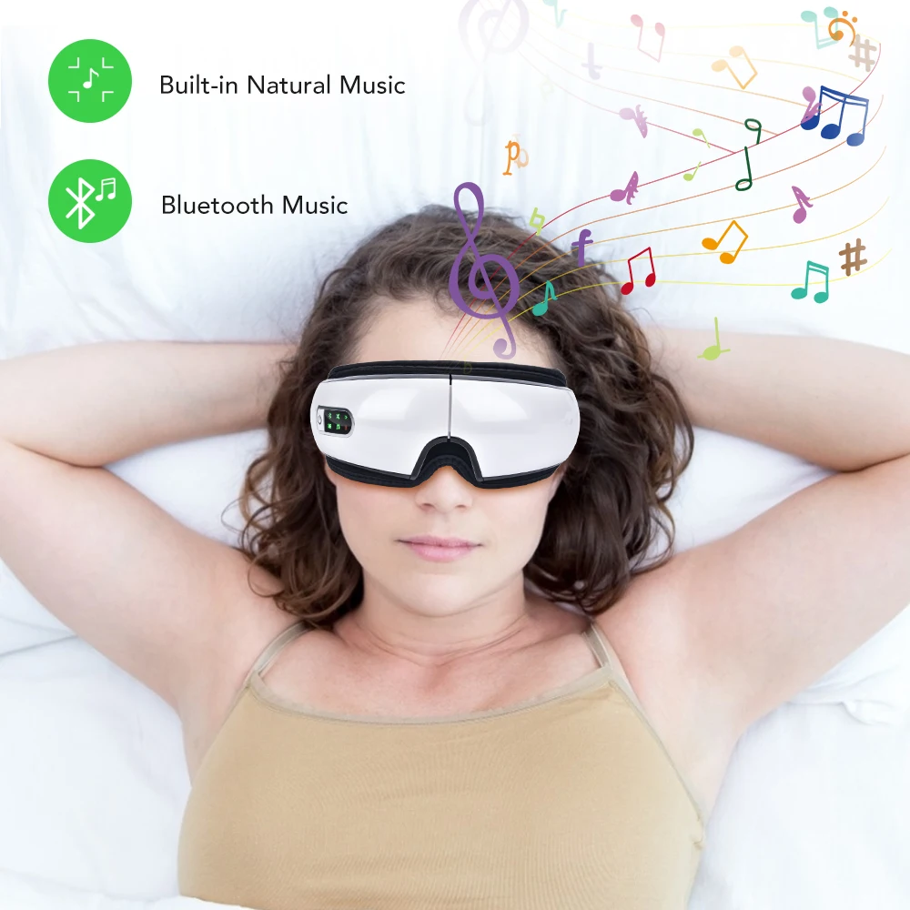 Rechargeable Electric Eye Massager Air Pressure Hot Compress Massage Foldable Bluetooth Music Vibration Eyes Massage Glasses