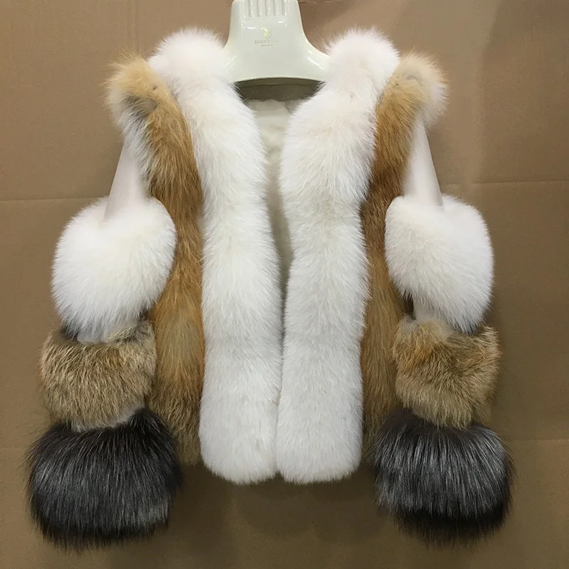 women winter jacket natural fox fur coats (5)