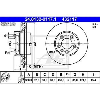 

Disc brake front left \ VW Touareg 3.2-5.0TDi 02 17 "ATE