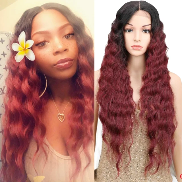 Synthetic Lace Wigs Blonde Wig Deep Wave Cosplay Lolita Wig 30Inch Ombre Blonde Wigs For Women High Temperature Fiber Miracle TT1B530