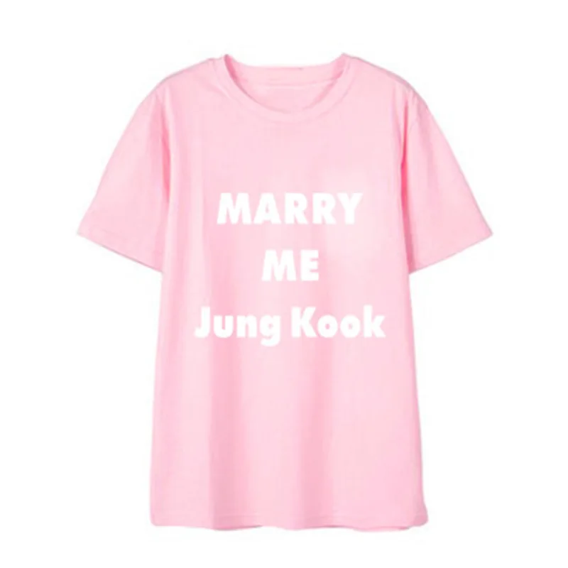 KPOP Bangtan/4 цвета, летняя футболка с короткими рукавами с принтом «MARRY ME JIN SUGA J-HOPE JUNG KOOK Rap Monster», LJJ423 - Цвет: JUNG KOOK Pink