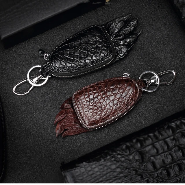 Crocodile and Alligator Leather Car Key Holder Zipper Case Wallet Keychain  Bag