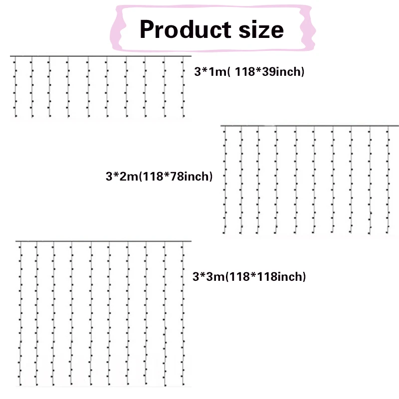 Фон для свадебной вечеринки 3*2/3*3 м 300 светодиодный Сказочный светильник, шторы для дня рождения, Рождества, свадьбы, уличного украшения дома