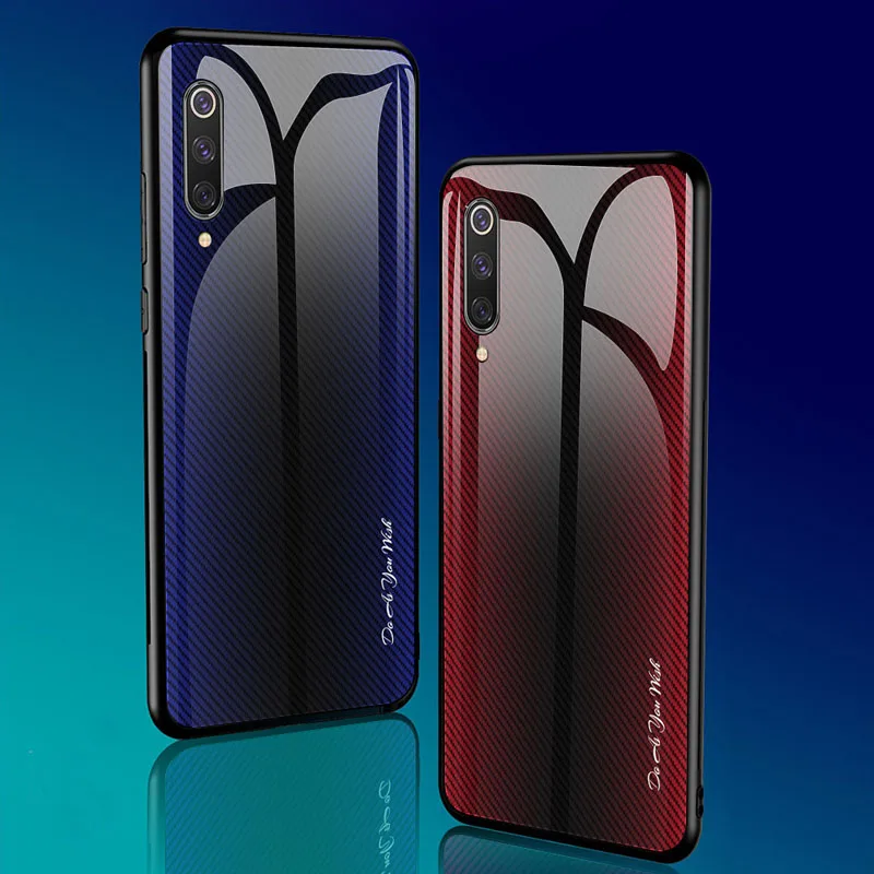 

100PCS/Lot Gradient Glass Back Cover For Xiaomi Redmi 7 7A Note 5 6 Note7 K20 Mi9 Mi9SE A3 Lite Phone Case