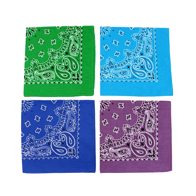 

Hip-hop Men Bandana Scarf Printed Paisley In Blue Green Purple Color Cotton Headband Handkerchiefs