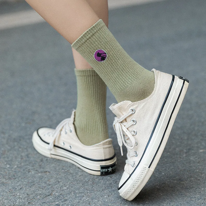 Kawaii Moon Girl забавные Женские носочки корейские женские носки из чистого хлопка с милой вышивкой 1 пара уличная одежда Сейлор Мун