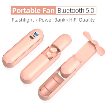 

F7 TWS Bluetooth5.0 Earphone Wireless Fan Flashlight Mobile Power Dual Stereo Colorful Earbuds Bluetooth Headset Digital Display