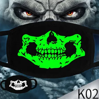 

New New Fashion Reusable PM2.5 Dustproof Windproof Masks Fluorescent Skull Printed Mask For Adult Black Party Cosplay