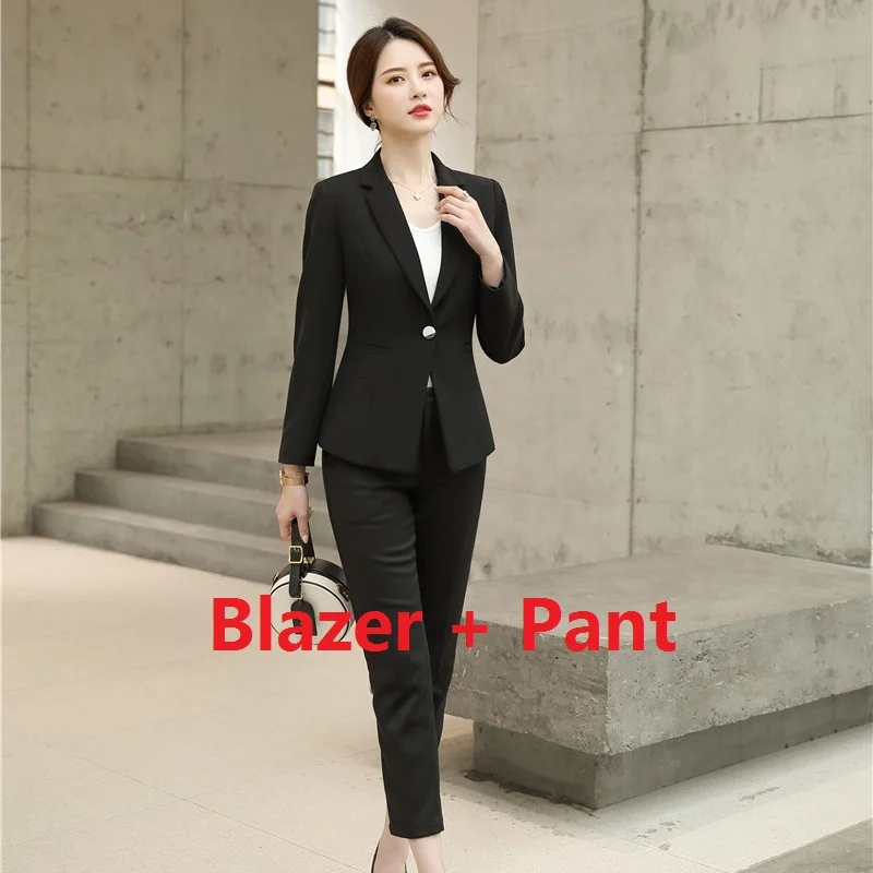Blazer and Pant Set Formal Ladies White Blazer Women Business Suits with Pant and Jacket Sets Work Wear Clothes Pantsuits - Цвет: Blazer and Pant Set