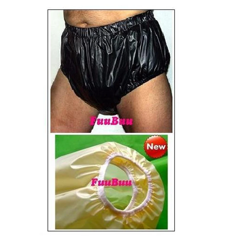 Adult diapers non disposable diaper plastic diaper pants pvc shorts ABDLL FUUBUU2217-BLACK-L-1PCS incontinence pants