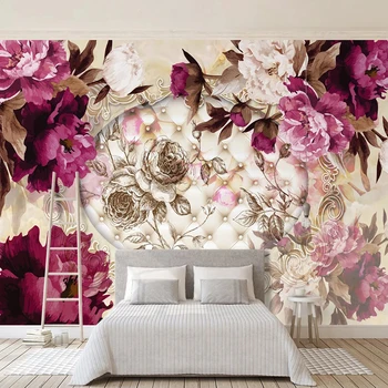 

Custom Wallpaper 3D Stereoscopic European Style Luxury Flower Soft Pack Mural Bedroom Living Room TV Background Wall Decoration