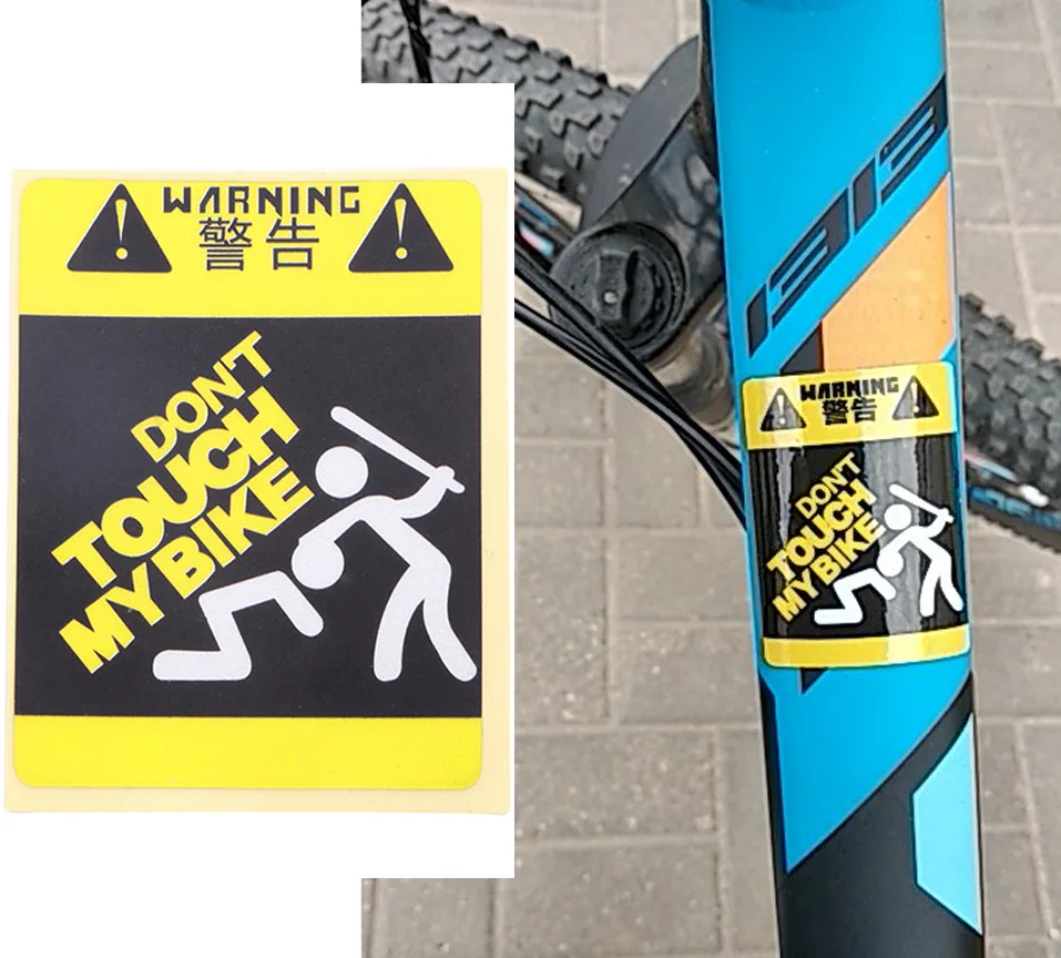 

1pc DONT TOUCH MY BIKE Bicycle Warning Sticker Waterproof Decal Waterproof Decorative Cycling Accessories 3 Types