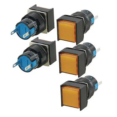 

5 Pcs Square Orange Cap Indicator Light Accident Signal Lamp DC 12V