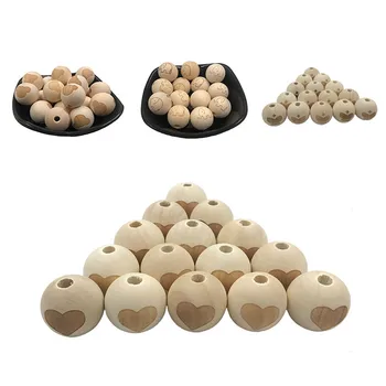 

20Pcs/lot DIY 20mm Wood teether Beads Accessories Smiley Face Star Crown Elephant Lotus Pattern Wooden Beads Toys for Baby Gift