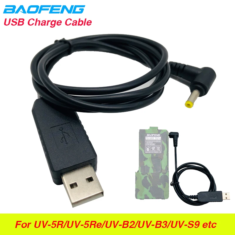 

100% Original Baofeng USB Charge Charging Cable for Walkie Talkie UV-5R UV-5re UV-82 BL-5L 3800 mAh Li-on Battery Two Way Radio