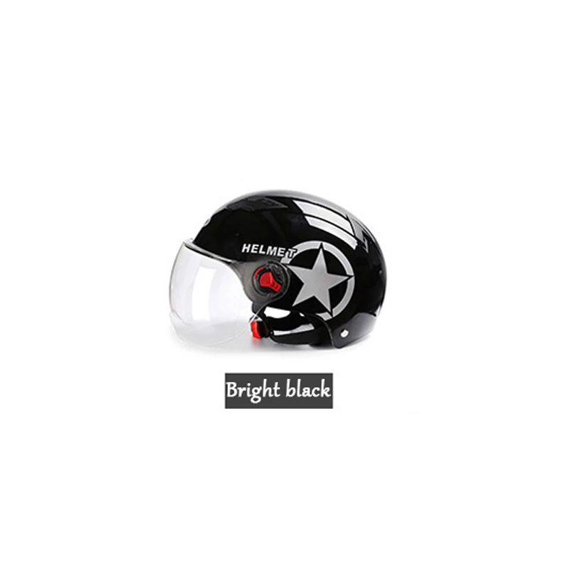 Bright black Tefanball мотоциклетный шлем для скутера велосипед Открытый лицо половина бейсбольная кепка анти-УФ защитный шлем-каска шлем мотокросса защита - Цвет: Bright black