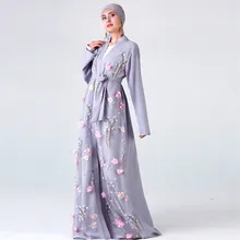 Банный халат мусульманское женское кружевное 3D Цветочное платье с вышивкой кимоно открытое Абая халат Кафтан Дубай фланелевый банный халат Z4