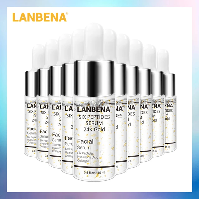 LANBENA 24K Gold Six Peptides serumWhitening  Acne Treatment Firming Face Cream  Anti-Aging Wrinkle Moisturizing Skin Care 10PCS