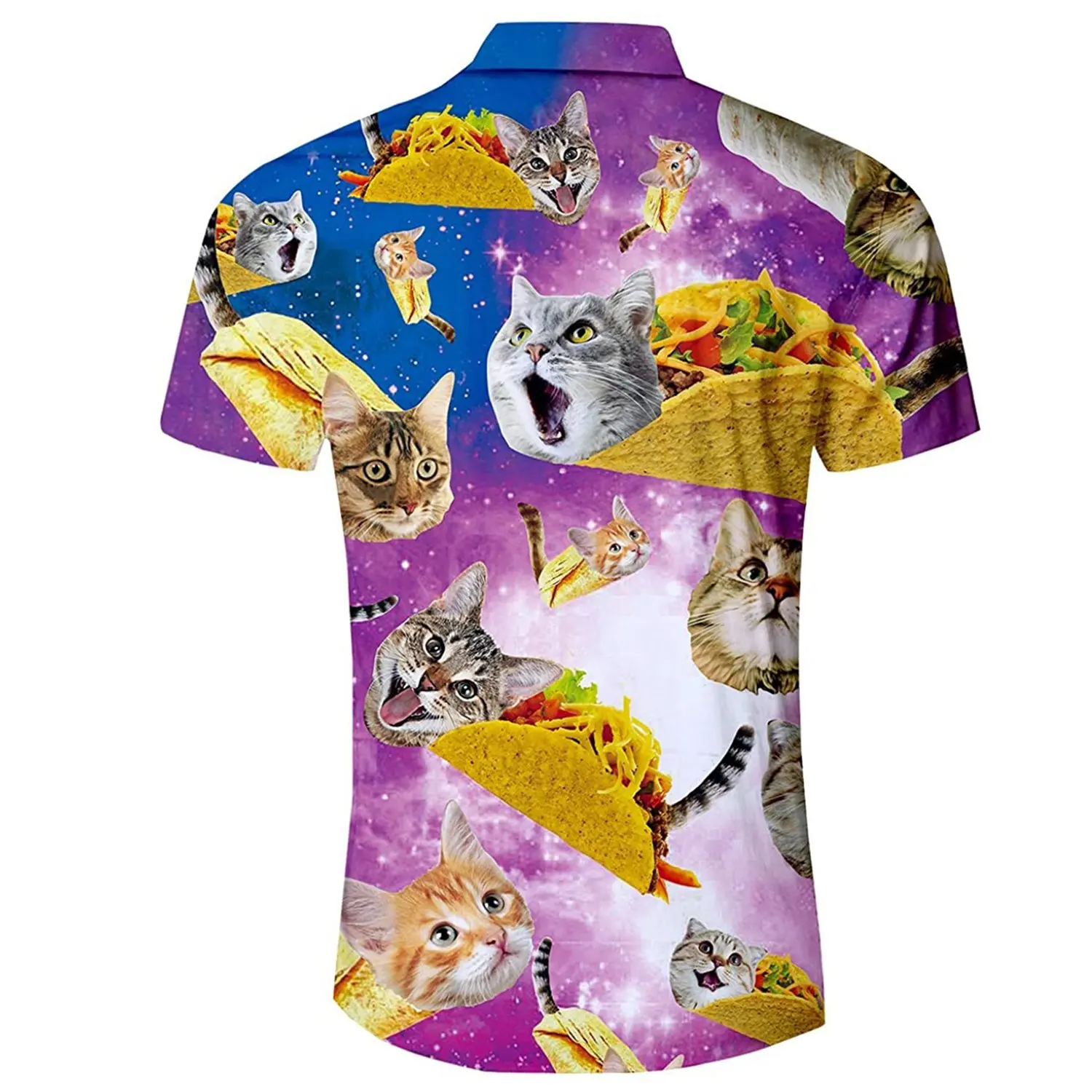Summer Harajuku Short sleeve Shirts Funny Galaxy Taco Pizza Cat 3D Printed Hawaiian Shirt Mens Harajuku Casual Shirt
