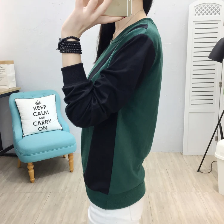 Camisas Mujer, футболка контрастного цвета, женские топы с длинным рукавом, футболка, женская одежда, осень-зима, белая повседневная одежда размера плюс